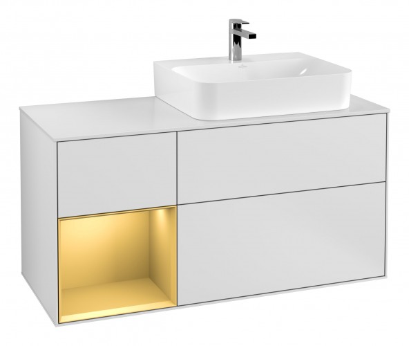 Тумба под раковину Villeroy & Boch Finion 120х50,1 см с подсветкой МДФ белый матовый лак/стекло белое матовое G141HFMT