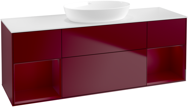 Тумба под раковину Villeroy & Boch Finion 160х50,1 см с подсветкой МДФ пион матовый лак/стекло белое матовое GD01HBHB