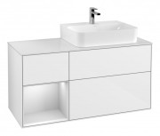 Тумба под раковину Villeroy & Boch Finion 120х50,1 см с подсветкой МДФ белый глянцевый лак/стекло белое матовое G141MTGF