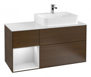 Тумба под раковину Villeroy & Boch Finion 120х50 ,1 см с подсветкой МДФ шпон грецкого ореха/стекло белое матовое G141MTGN