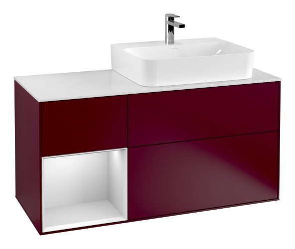 Тумба под раковину Villeroy & Boch Finion 120х50,1 см с подсветкой МДФ пион матовый лак/стекло белое матовое G141MTHB