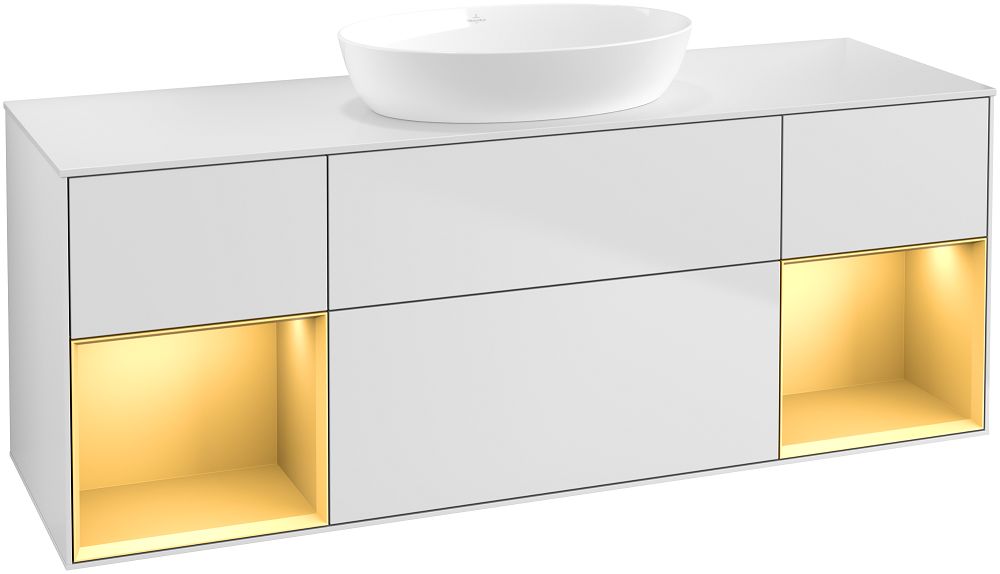 Тумба під раковину Villeroy & Boch Finion 160х50,1 см із підсвічуванням МДФ білий матовий лак/скло біле матове GD01HFMT