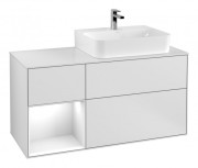 Тумба под раковину Villeroy & Boch Finion 120х50,1 см с подсветкой МДФ белый матовый лак/стекло белое матовое G141GFMT