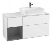 Тумба под раковину Villeroy & Boch Finion 120х50,1 см с подсветкой МДФ глянцевый белый лак/стекло белое матовое G141GKGF