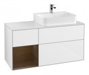 Тумба під раковину Villeroy & Boch Finion 120х50,1 см із підсвічуванням МДФ білий глянцевий лак/скло біле матове G141GNGF