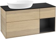 Тумба під раковину Villeroy & Boch Finion 120х50,1 см з підсвічуванням МДФ шпон дуба/скло чорне матове GA52PDPC