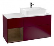 Тумба під раковину Villeroy & Boch Finion 120х50,1 см із підсвічуванням МДФ півонія матовий лак/скло біле матове G141GNHB