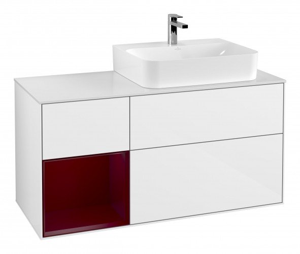 Тумба под раковину Villeroy & Boch Finion 120х50,1 см с подсветкой МДФ белый глянцевый лак/стекло белое матовое G141HBGF