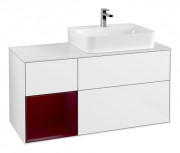 Тумба під раковину Villeroy & Boch Finion 120х50,1 см із підсвічуванням МДФ білий глянцевий лак/скло біле матове G141HBGF