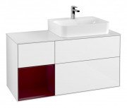 Тумба под раковину Villeroy & Boch Finion 120х50,1 см с подсветкой МДФ белый глянцевый лак/стекло белое матовое G141HBGF