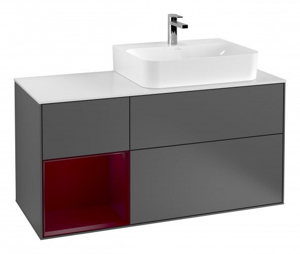 Тумба під раковину Villeroy & Boch Finion 120х50,1 см із підсвічуванням МДФ антрацит матовий лак/скло біле матове G141HBGK