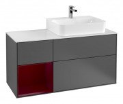 Тумба под раковину Villeroy & Boch Finion 120х50,1 см с подсветкой МДФ антрацит матовый лак/стекло белое матовое G141HBGK