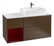 Тумба під раковину Villeroy & Boch Finion 120х50,1 см із підсвічуванням МДФ шпон волоського горіха/скло біле матове G141HBGN