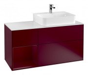 Тумба под раковину Villeroy & Boch Finion 120х50,1 см с подсветкой МДФ пион матовый лак/стекло белое матовое G141HBHB