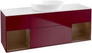 Тумба під раковину Villeroy & Boch Finion 160х50,1 см з підсвічуванням МДФ півонія матовий лак/скло біле матове GD01GNHB