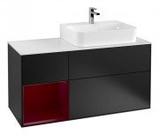 Тумба под раковину Villeroy & Boch Finion 120х50,1 см с подсветкой МДФ черный матовый лак/стекло белое матовое G141HBPD