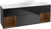 Тумба під раковину Villeroy & Boch Finion 160х50,1 см із підсвічуванням МДФ чорний матовий лак/скло біле матове GD01GNPD