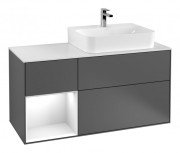 Тумба під раковину Villeroy & Boch Finion 120х50,1 см із підсвічуванням МДФ антрацит матовий лак/скло біле матове G141GFGK