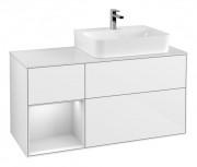 Тумба под раковину Villeroy & Boch Finion 120х50,1 см с подсветкой МДФ белый глянцевый лак/стекло белое матовое G141MTGF