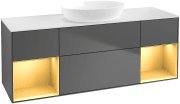 Тумба под раковину Villeroy & Boch Finion 160х50,1 см с подсветкой МДФ антрацит матовый лак/стекло белое матовое GD01HFGK