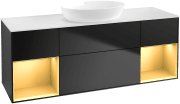 Тумба під раковину Villeroy & Boch Finion 160х50,1 см із підсвічуванням МДФ чорний матовий лак/скло біле матове GD01HFPD