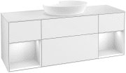 Тумба под раковину Villeroy & Boch Finion 160х50,1 см с подсветкой МДФ глянцевый белый лак/стекло белое матовое GD01MTGF