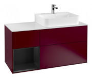 Тумба под раковину Villeroy & Boch Finion 120х50,1 см с подсветкой МДФ пион матовый лак/стекло белое матовое G141PDHB