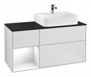 Тумба под раковину Villeroy & Boch Finion 120х50,1 см с подсветкой МДФ белый матовый лак/стекло черное матовое G142GFMT
