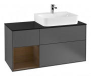 Тумба под раковину Villeroy & Boch Finion 120х50,1 см с подсветкой МДФ антрацит матовый лак/стекло черное матовое G142GNGK