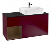 Тумба під раковину Villeroy & Boch Finion 120х50,1 см із підсвічуванням МДФ півонія матовий лак/скло чорне матове G142GNHB