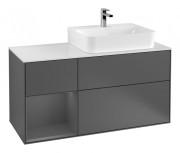 Тумба під раковину Villeroy & Boch Finion 120х50,1 см із підсвічуванням МДФ антрацит матовий лак/скло біле матове G141GKGK