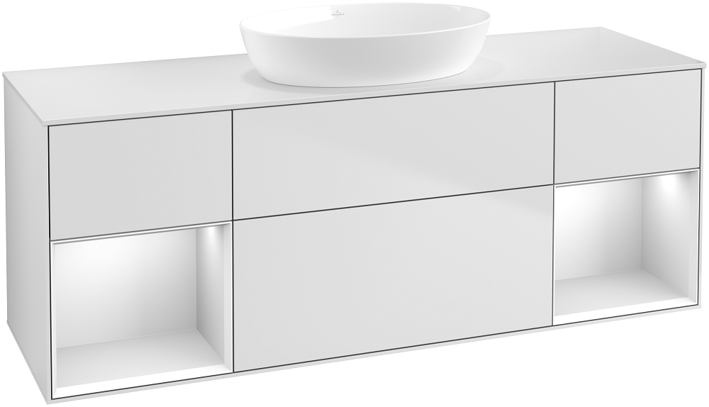 Тумба под раковину Villeroy & Boch Finion 160х50,1 см с подсветкой МДФ белый матовый лак/стекло белое матовое GD01MTMT