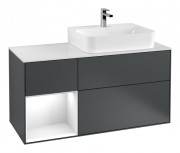 Тумба под раковину Villeroy & Boch Finion 120х50,1 см с подсветкой МДФ темно-синий матовый лак/стекло белое матовое G141GFHG