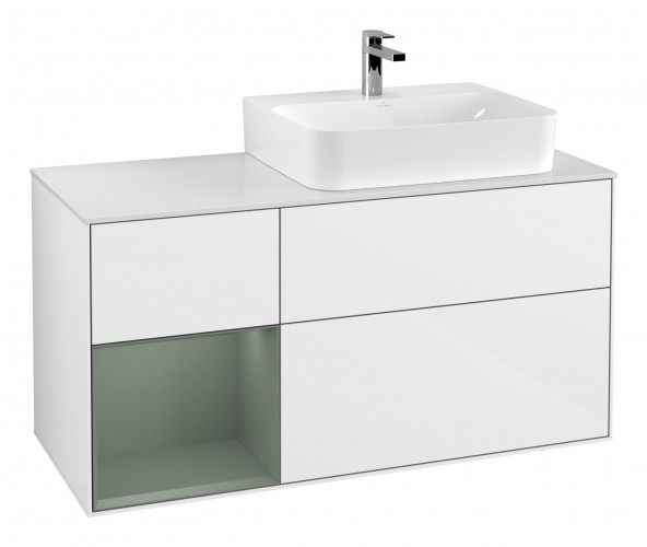 Тумба под раковину Villeroy & Boch Finion 120х50,1 см с подсветкой МДФ глянцевый белый лак/стекло белое матовое G141GMGF