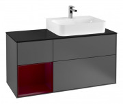 Тумба под раковину Villeroy & Boch Finion 120х50,1 см с подсветкой МДФ антрацит матовый лак/стекло черное матовое G142HBGK