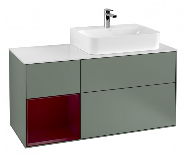 Тумба под раковину Villeroy & Boch Finion 120х50,1 см с подсветкой МДФ оливковый матовый лак/стекло белое матовое G141HBGM