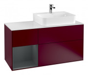 Тумба под раковину Villeroy & Boch Finion 120х50,1 см с подсветкой МДФ пион матовый лак/стекло белое матовое G141HGHB