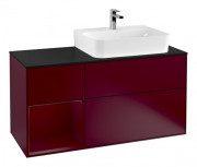 Тумба под раковину Villeroy & Boch Finion 120х50,1 см с подсветкой МДФ пион матовый лак/стекло черное матовое G142HBHB