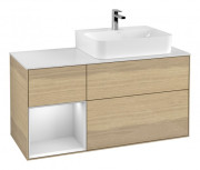 Тумба под раковину Villeroy & Boch Finion 120х50,1 см с подсветкой МДФ шпон дуба/стекло белое матовое G141MTPC