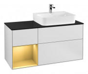 Тумба під раковину Villeroy & Boch Finion 120х50,1 см із підсвічуванням МДФ білий матовий лак/скло чорне матове G142HFMT