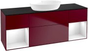 Тумба під раковину Villeroy & Boch Finion 160х50,1 см з підсвічуванням МДФ півонія матовий лак/скло чорне матове GD02GFHB