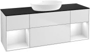 Тумба під раковину Villeroy & Boch Finion 160х50,1 см із підсвічуванням МДФ білий матовий лак/скло чорне матове GD02GFMT