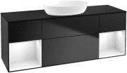Тумба под раковину Villeroy & Boch Finion 160х50,1 см с подсветкой МДФ черный матовый лак/стекло черное матовое GD02GFPD