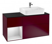 Тумба под раковину Villeroy & Boch Finion 120х50,1 см с подсветкой МДФ пион матовый лак/стекло черное матовое G142MTHB