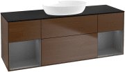 Тумба под раковину Villeroy & Boch Finion 160х50,1 см с подсветкой МДФ шпон грецкого ореха/стекло черное матовое GD02GKGN
