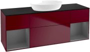 Тумба под раковину Villeroy & Boch Finion 160х50,1 см с подсветкой МДФ пион матовый лак/стекло черное матовое GD02GKHB