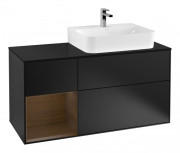 Тумба под раковину Villeroy & Boch Finion 120х50,1 см с подсветкой МДФ черный матовый лак/стекло черное матовое G142GNPD