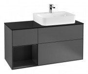 Тумба под раковину Villeroy & Boch Finion 120х50,1 см с подсветкой МДФ антрацит матовый лак/стекло черное матовое G142PDGK