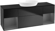 Тумба под раковину Villeroy & Boch Finion 160х50,1 см с подсветкой МДФ черный матовый лак/стекло черное матовое GD02GKPD