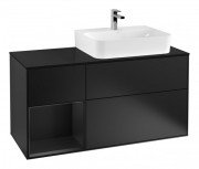 Тумба под раковину Villeroy & Boch Finion 120х50,1 см с подсветкой МДФ черный матовый лак/стекло черное матовое G142PDPD